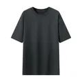 Camiseta de manga corta oversize en gris carbón con diseño transpirable de hombros caídos - Gris oscuro