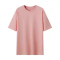 Camiseta unisex rosa premium de 220g con un elegante ajuste de hombro caído y cuello redondo - Rosa