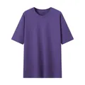 Camiseta violeta minimalista de 220g transpirable con hombros caídos para hombre y mujer - Púrpura