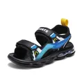 Boys outdoor summer sports sandals featuring blue color blocking and air cushion soles - 32 / Black & Royal Blue