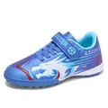 Blaue Kinder-Fußballschuhe mit coolem Drachen-Grafikdesign und praktischem Klettverschluss - 31 / Meerschaumblau
