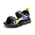 Children's black outdoor sports sandals with purple accents and air cushion sole - 32 / Black Yellow