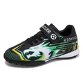 Kinder Fußballschuhe mit Klettverschluss und grünem Drachen-Print-Design - 31 / Tintenschwarz