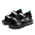 Boys black sports sandals with air cushion sole and adjustable hook and loop straps - 32 / Grayish Blue