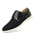 Scarpe casual leggere da uomo in pelle scamosciata nera e pelle con suola bianca - 39 / Stile Casual Quotidiano (6321) / Nero