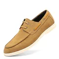 Hochwertige Herren-Loafer aus khakifarbenem Wildleder im bequemen Bootsschuh-Stil. - 39 / Gelb