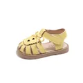 Gelbe Mädchen-Prinzessinnen-Sandalen mit süßer Schleife und herzförmigen Ausschnitten - Gelb