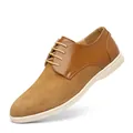 Scarpe casual da uomo stringate marroni con texture in pelle e camoscio - 39 / Stile Casual Quotidiano (6321) / Giallo