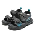 Boy's summer sports beach sandals in grey and turquoise with soft cushioned sole - 32 / Grey and Royal Blue