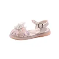 Rosa Prinzessinnen-Sandalen für Mädchen mit Glitzer-Strassblume und Perlen-Riemchen - Größe 23-25 / 3er Pack / Rosa