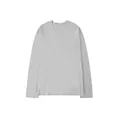 Detailansicht eines grauen Langarm-T-Shirts aus 200g reiner Baumwolle Stoff - S / Oberteile / Gemischt Grau