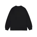 Detailopname van een zwaargewicht zwart katoenen T-shirt met lange mouwen en boorden. - S / Tops / Zwart