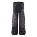 Men's black loose straight denim jeans with sparkling fireworks rhinestone pattern - S / Black (1369-1)