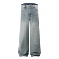 Men's loose straight denim jeans with sparkling rhinestone embellishments and star patterns - S / Blue (1369)