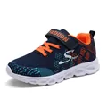 Boys lightweight breathable mesh running sneakers in navy blue and orange sporty design - 29 / Double Mesh Style / Dark Blue Orange Mesh
