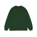 Vista frontal detallada de una camiseta de algodón de manga larga en color verde oscuro - Verde