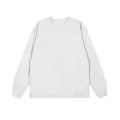 Premium grey 200g pure cotton long sleeve T-shirt for men with ribbed cuffs detail - Grayish White