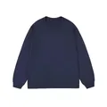 Camiseta de manga larga para hombre de algodón grueso azul marino, cuello redondo básico. - Azul marino
