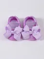 Lila Spitzen-Lauflernschuhe für Baby-Mädchen mit großen Zierschleifen - Paars (25301)
