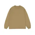 Full front view of a premium 280g heavy cotton men's long sleeve T-shirt in khaki - S / Tops / Khaki
