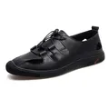 Zapatos informales de cuero suave negro para hombre con un diseño transpirable - Negro