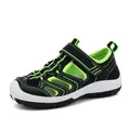 Atmungsaktive Sport-Sandalen für Jungen mit neongrünen Akzenten und Klettverschluss-Riemen - Fluoreszierendes Grün