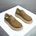 Chaussures décontractées en cuir marron pour hommes avec semelles épaisses et respirantes - 38 / Abricot