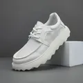 Chaussures à plateforme en cuir blanc pour homme, design perforé et respirant - 38 / Blanc Perforé