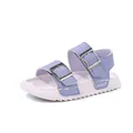 Stylish lavender children's open toe double buckle sandals with durable white soles - Size 26 (Inner Length 15.9cm) / Purple