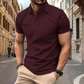 Ανδρικό μπορντό πόλο μπλουζάκι με εφαρμογή muscle και διαπνέον ανάγλυφο ύφασμα για καλοκαίρι - S / Tops / Μπορντό