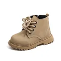 Kinder Martin Boots im britischen Stil in Khakibraun mit Schnürung und dicker Sohle - Khaki