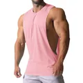 Men's muscular fit pink athletic tank top specifically for gym and fitness training sessions - Pink