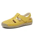 Yellow breathable hollow-out closed-toe sandals with comfortable non-slip rubber sole - 35 / Yellow