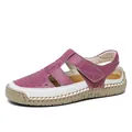Women's stylish purple and white hollowed-out breathable summer closed-toe flat sandals SKU - 35 / Purple