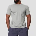 Premium men's grey quick-dry sports T-shirt with antibacterial and cooling fabric technology - S / Tops / Grayish White