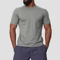 Men's athletic grey quick-dry t-shirt with crew neck for outdoor hiking sports gym - S / Tops / Space Gray