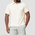 Premium men's cream quick-dry golf polo shirt with sun protection for outdoor activities - S / Tops / Bone White