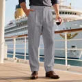 Détail du pantalon en lin gris pour hommes de style Gurkha sur le pont d'un navire - S / Bas / Gris foncé