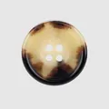 Premium round four-hole urea button featuring a classic brown tortoiseshell marble pattern - 15.0mm (24L) / Black Floral