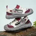 Boys mesh sports sandals in burgundy and grey with closed toe and non-slip rubber sole - 27 / Beige Grey Red