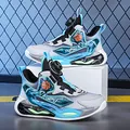 Boys' blue mesh basketball shoes with convenient rotating buckle closure - Light Gray