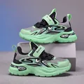 Kids breathable mesh sports running sneakers for boys in green and black colorway - 28 / Fruit Green Double Mesh
