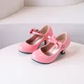 Elegante rosa Prinzessinnenschuhe für Mädchen mit Schleife und Blockabsatz - 26 / Rosa