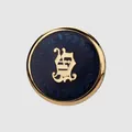 Vintage style navy blue enamel button with gold letter B and laurel wreath motif - Gold + Blue