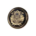 Vintage-Knopf aus schwarzer und goldener Emaille mit Doppeladler-Kronenmotiv für Kleidung. - 15.0mm (24L) / Gold + Schwarz