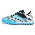 Blau-weiße Fußballschuhe für Kinder mit Klettverschluss und dynamischem Karomuster Design - 31 / Sternenblau