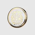 Bouton en émail blanc bordé d'or avec motif de blason d'aigle à deux têtes gaufré - Or+Blanc