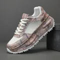 Chaussures dad à plateforme élégantes pour hommes en cuir serpent et design en mesh - 38 / Imprimé Serpent Abricot