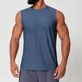 Ärmelloses Herren-Sporttanktop aus schnelltrocknendem Funktionsstoff in Melange-Blau - Blaues Muster
