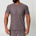 Herren schnelltrocknendes Sport-T-Shirt mit Rundhalsausschnitt in Lila-Meliert für Sport - Violett Grau